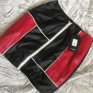 New leather zip up skirt